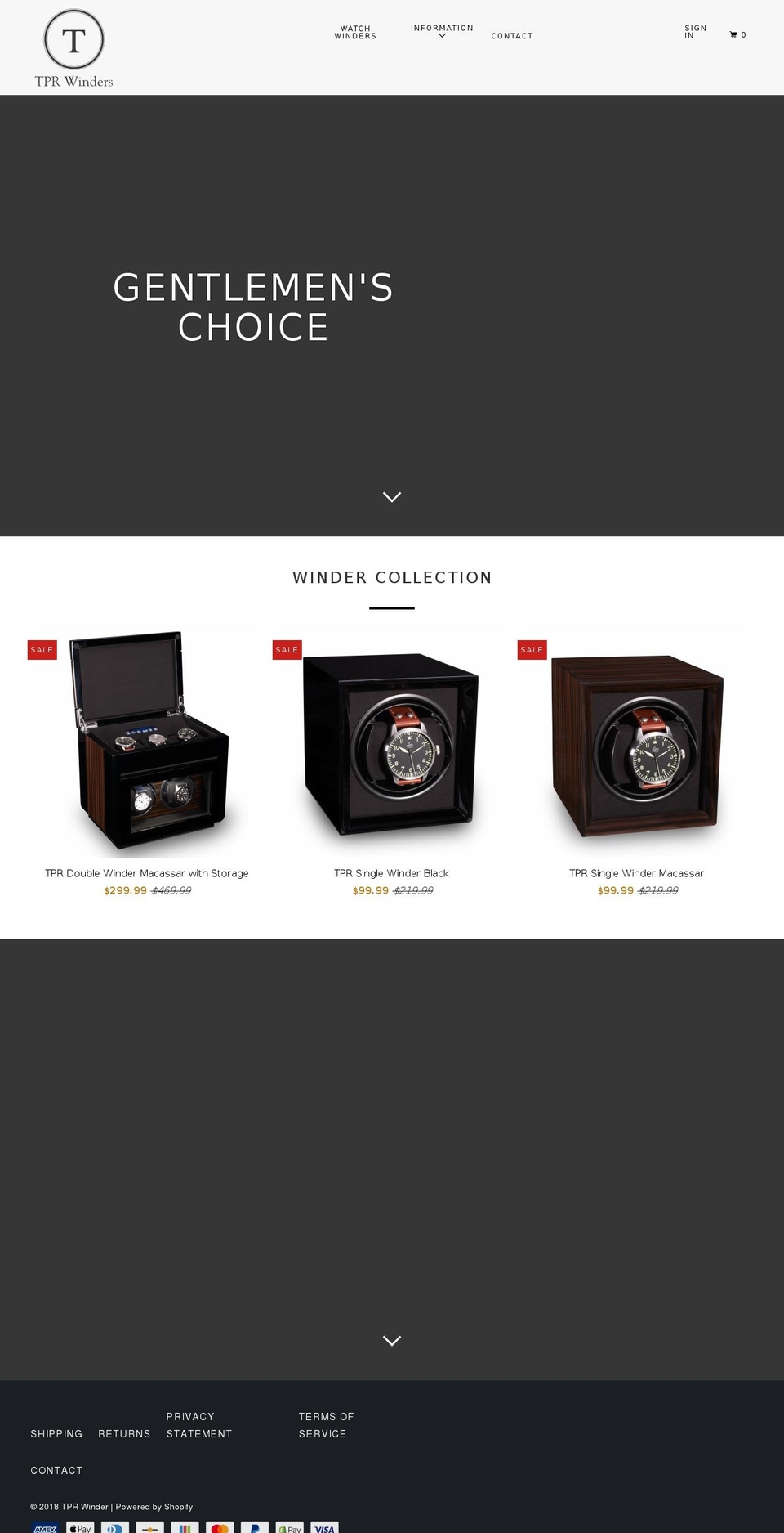 tprwinders.com — Shopify storefront screenshot