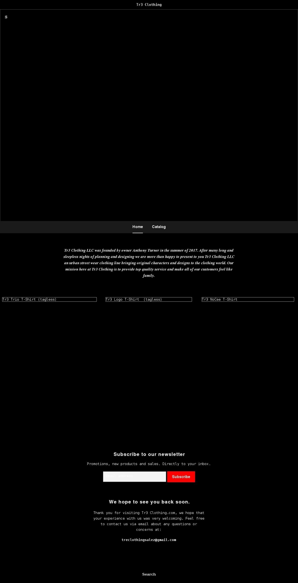 tr3clothing.com shopify website screenshot