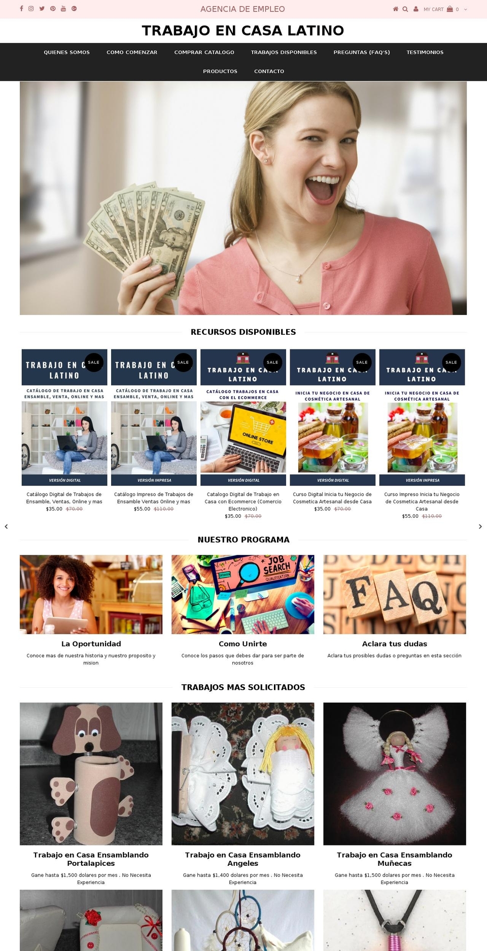 trabajoencasaensamblando.com shopify website screenshot