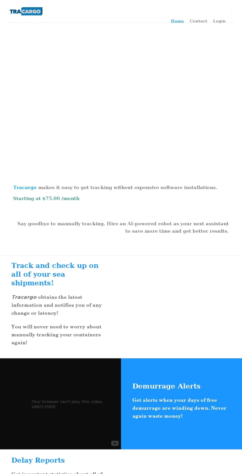 tracargo.com shopify website screenshot