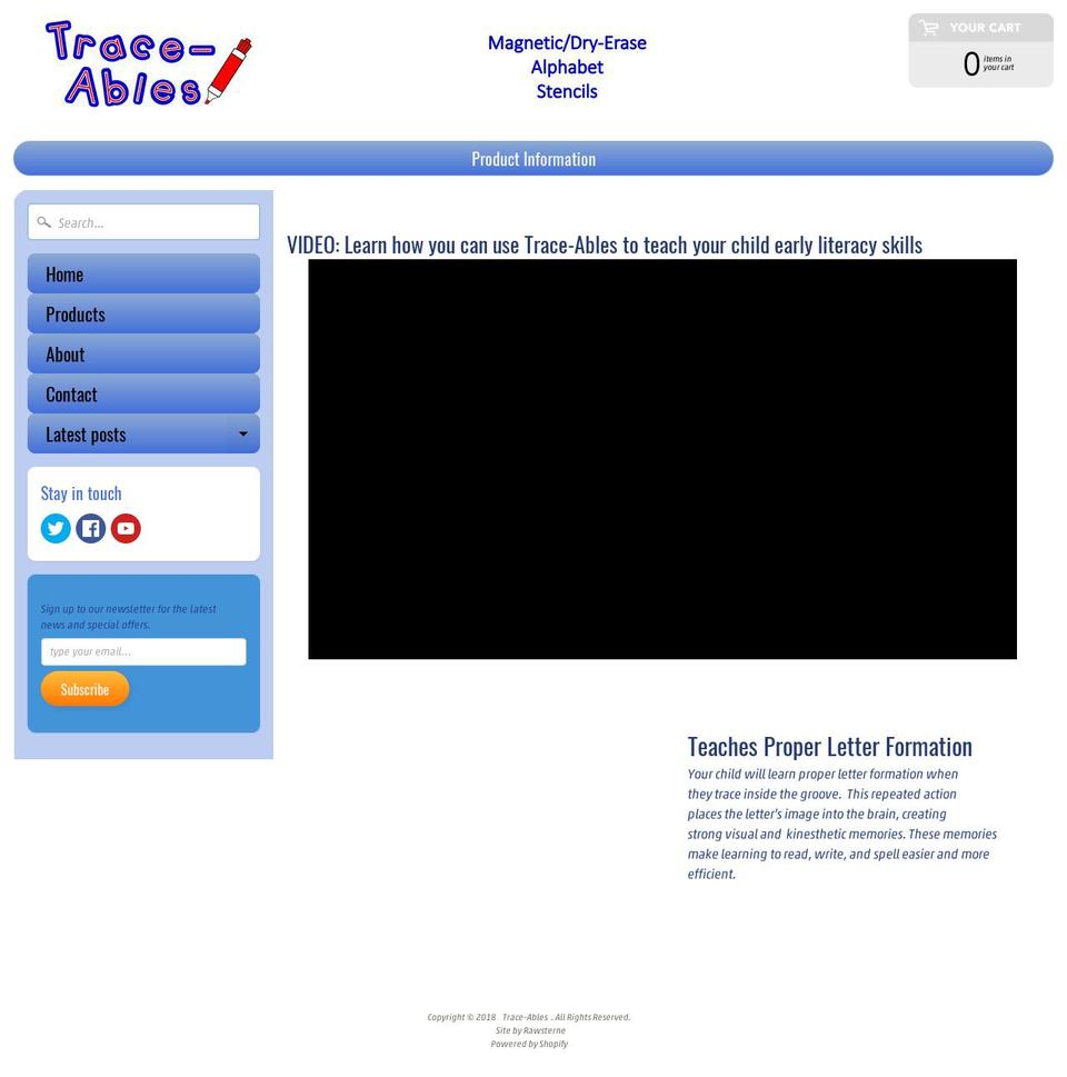 trace-ables.com — Shopify storefront screenshot