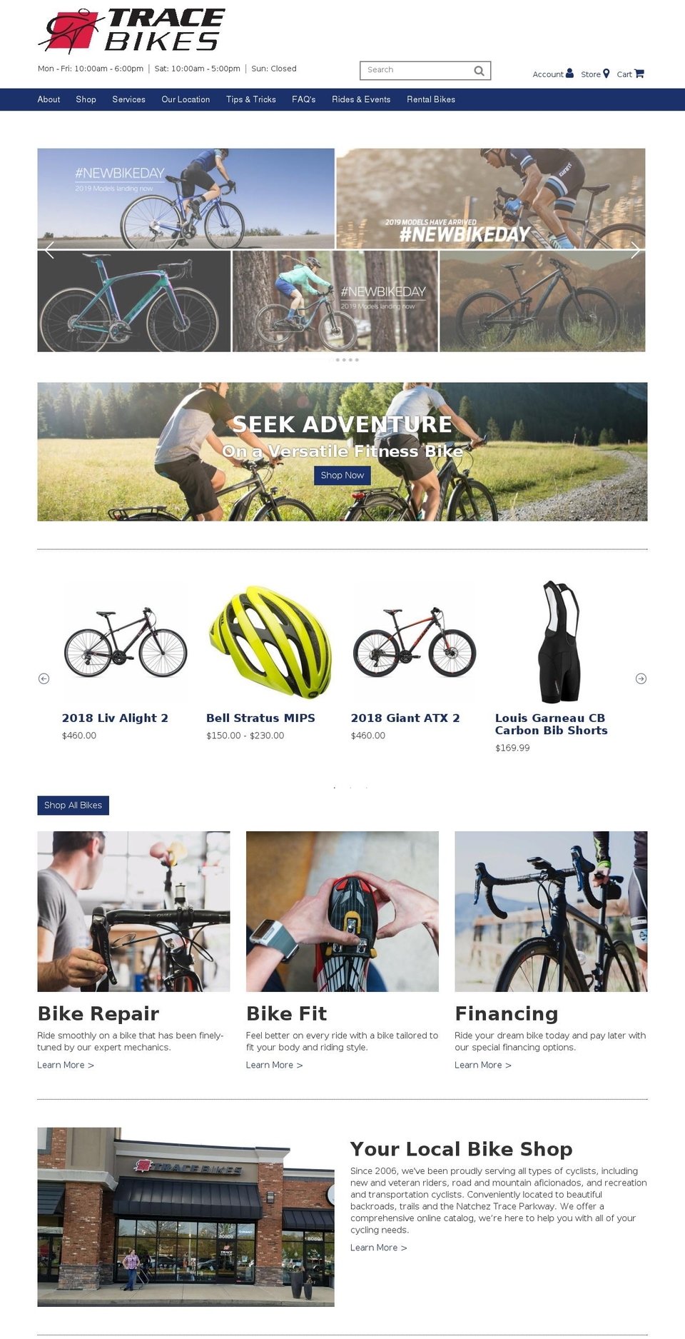 tracebikes.com shopify website screenshot