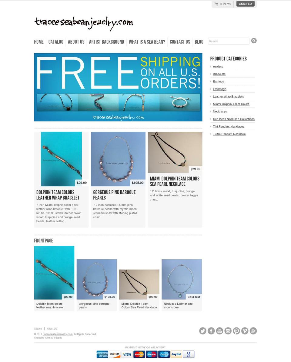 traceeseabeanjewelry.com — Shopify storefront screenshot