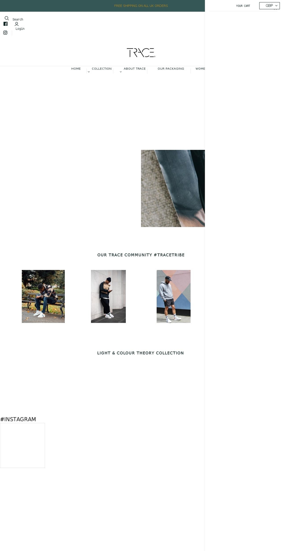 tracefootwear.com shopify website screenshot