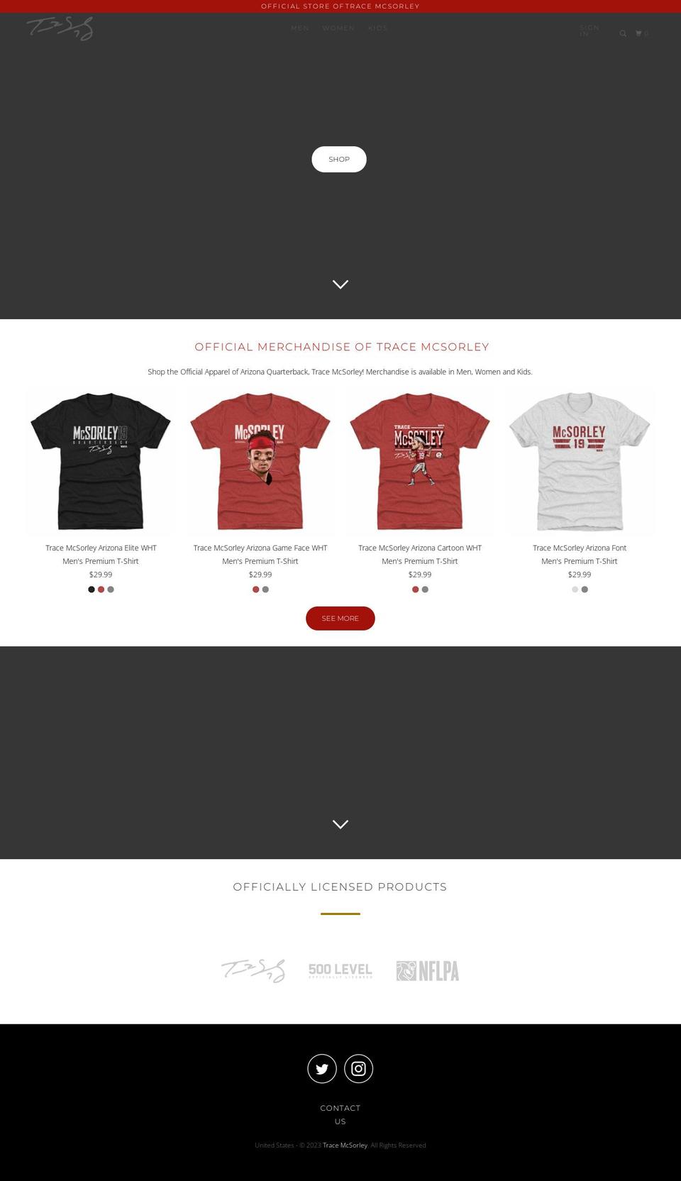 tracemcsorleyshop.com shopify website screenshot