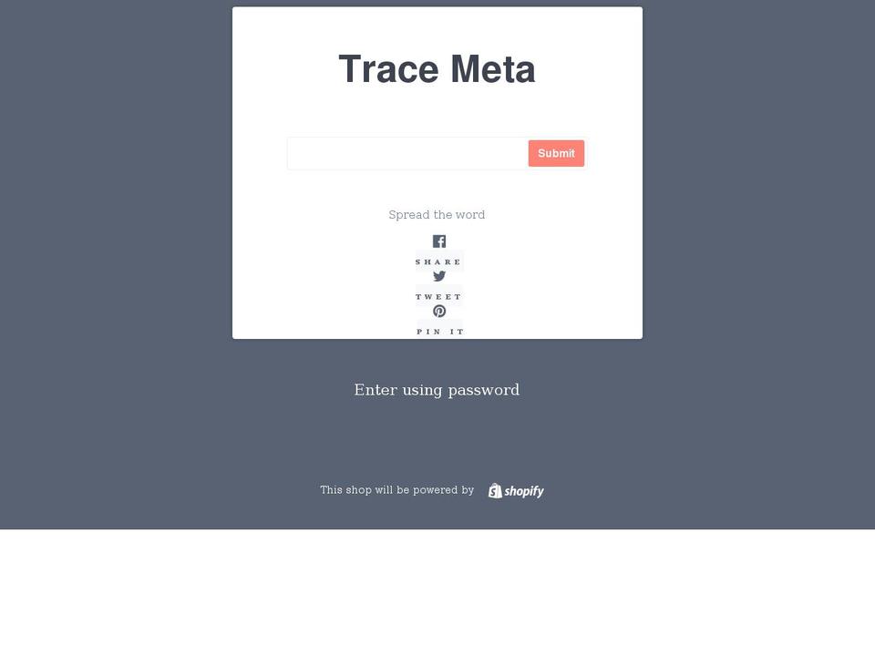 tracemeta.com shopify website screenshot