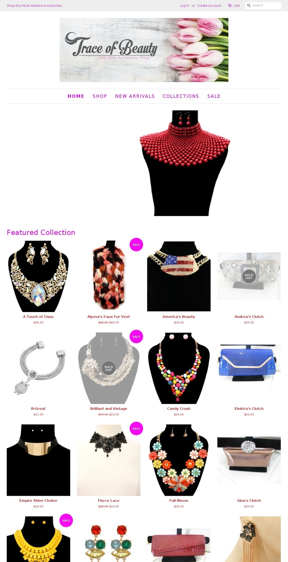 traceofbeauty.net shopify website screenshot