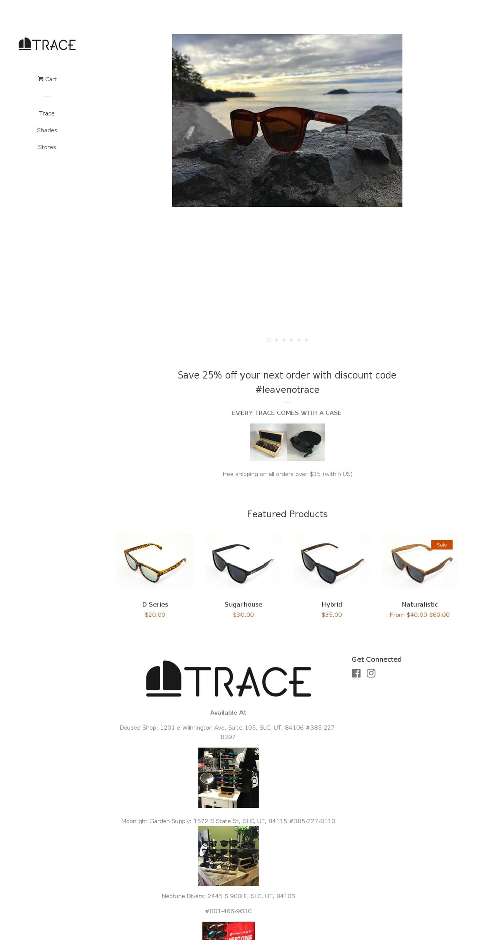 traceshades.com — Shopify storefront screenshot