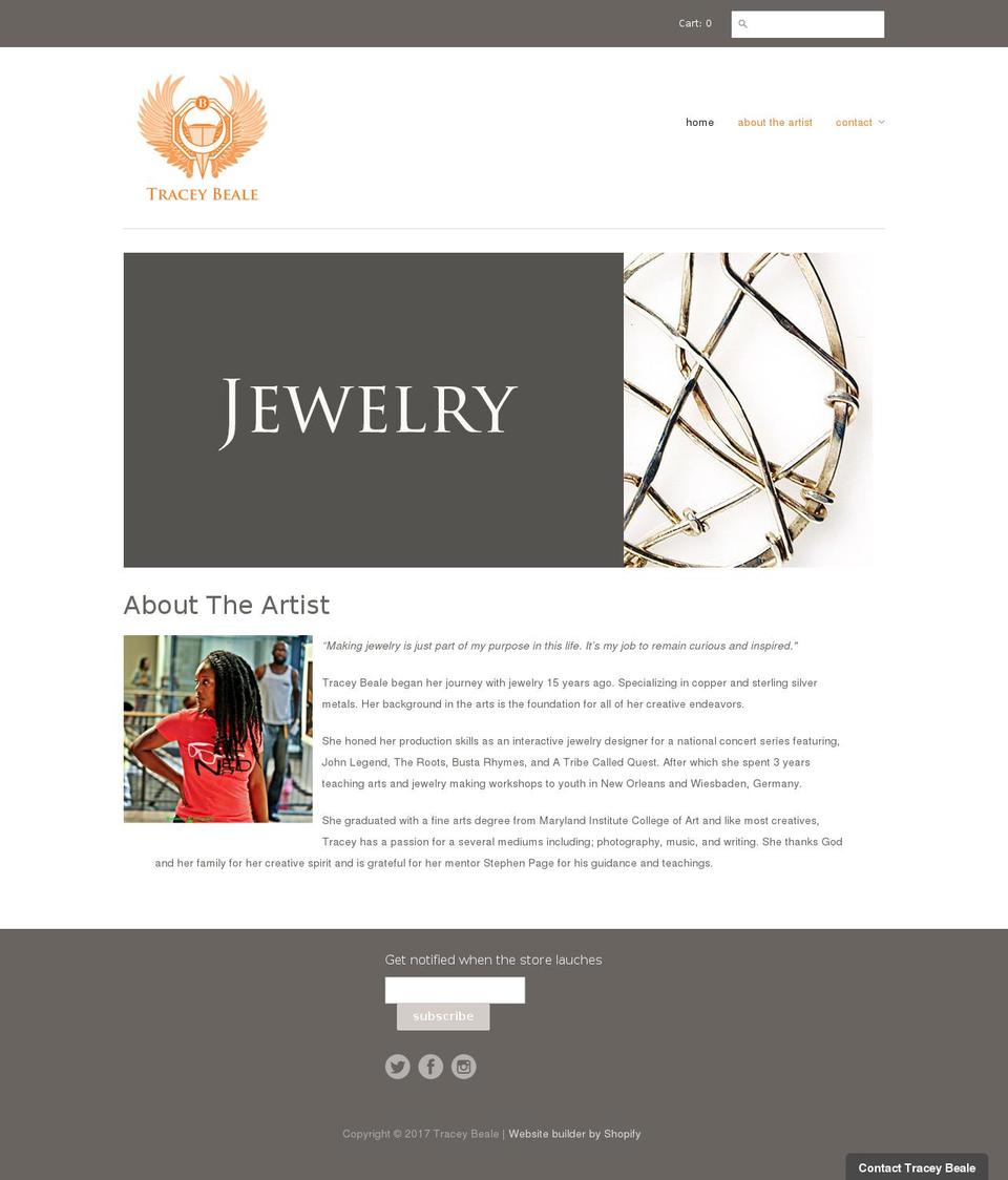 traceybeale.com shopify website screenshot