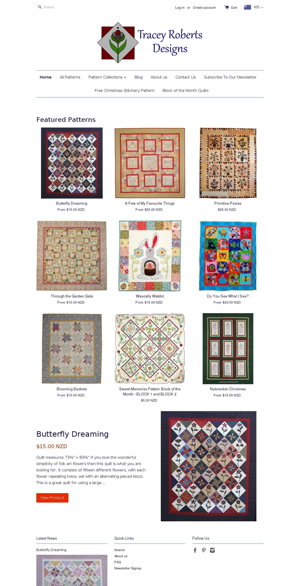 traceyrobertsdesigns.com — Shopify storefront screenshot