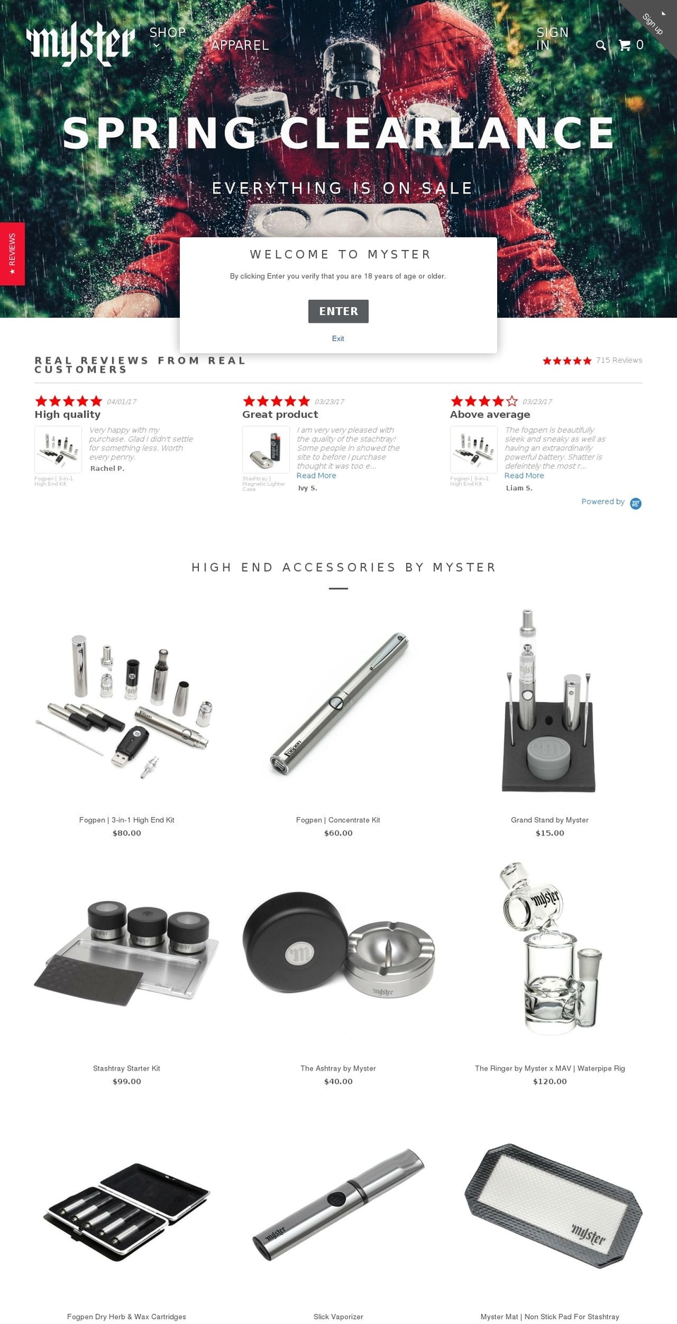 traceyssmokeshop.com shopify website screenshot