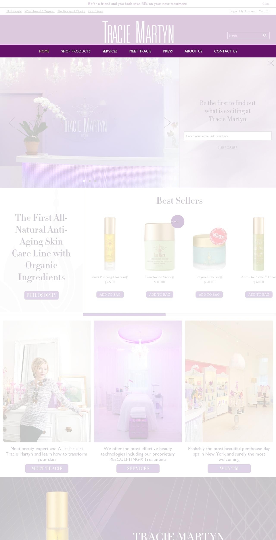 traceysspa.com shopify website screenshot