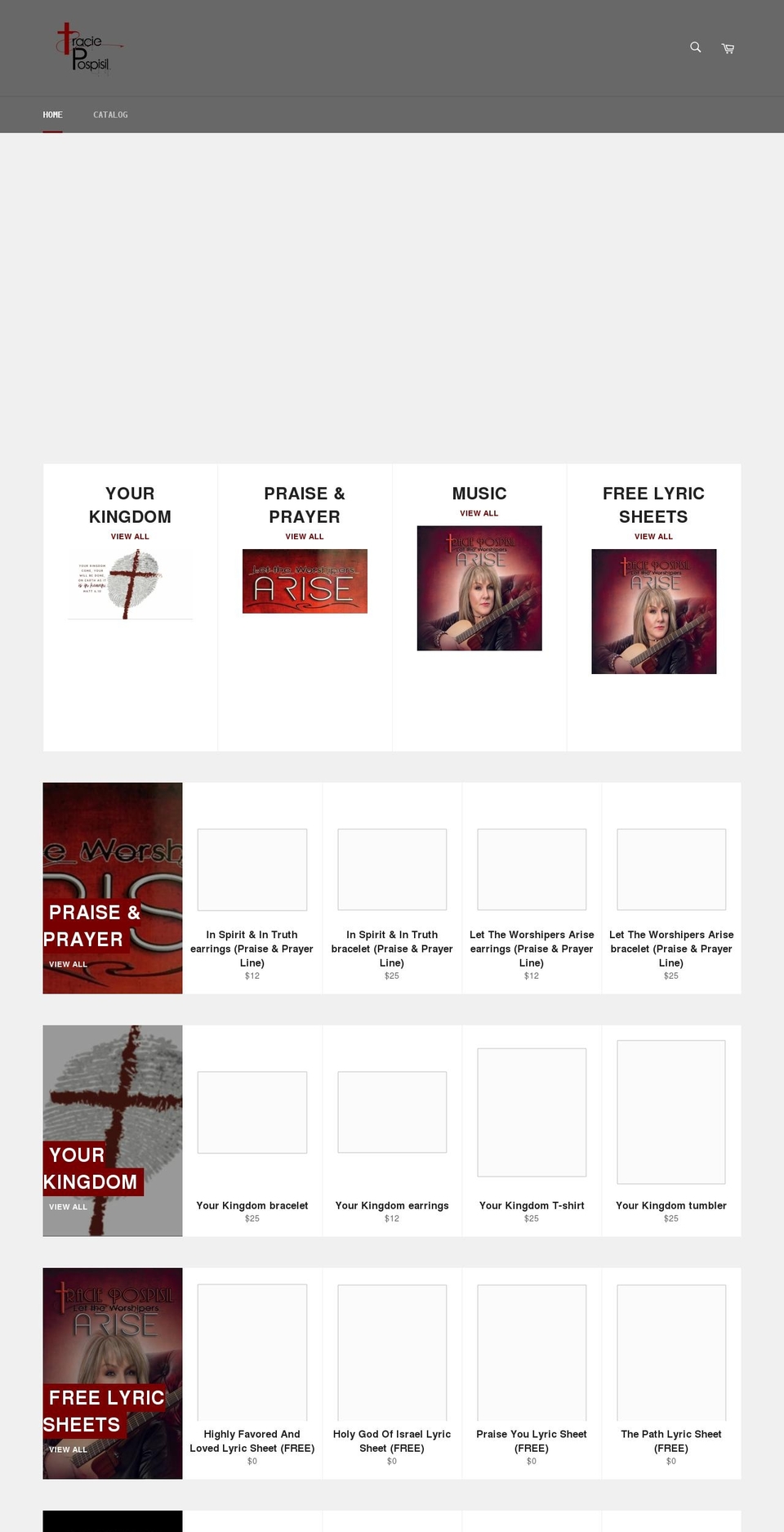 traciepospisilmusic.shop shopify website screenshot