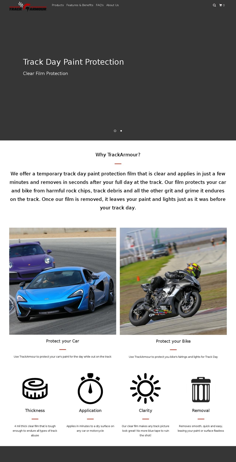 trackarmour.com — Shopify storefront screenshot