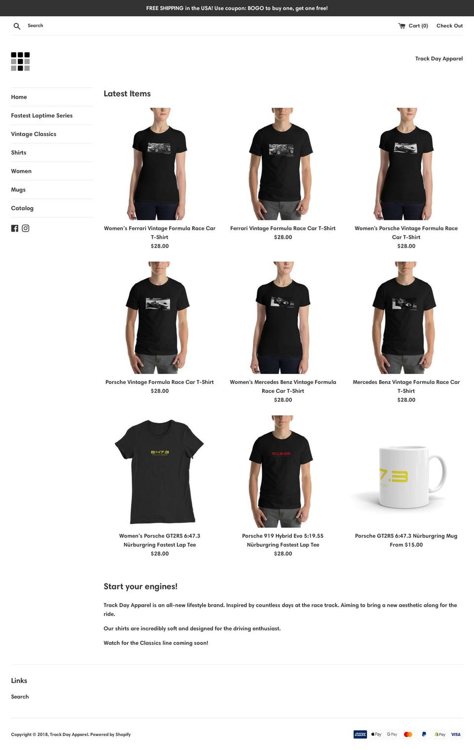 trackdayapparel.com shopify website screenshot