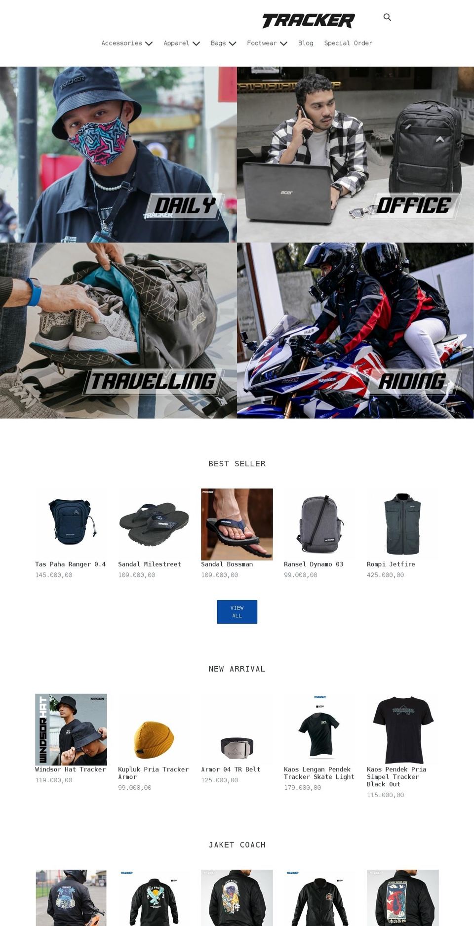 trackerindo.com shopify website screenshot