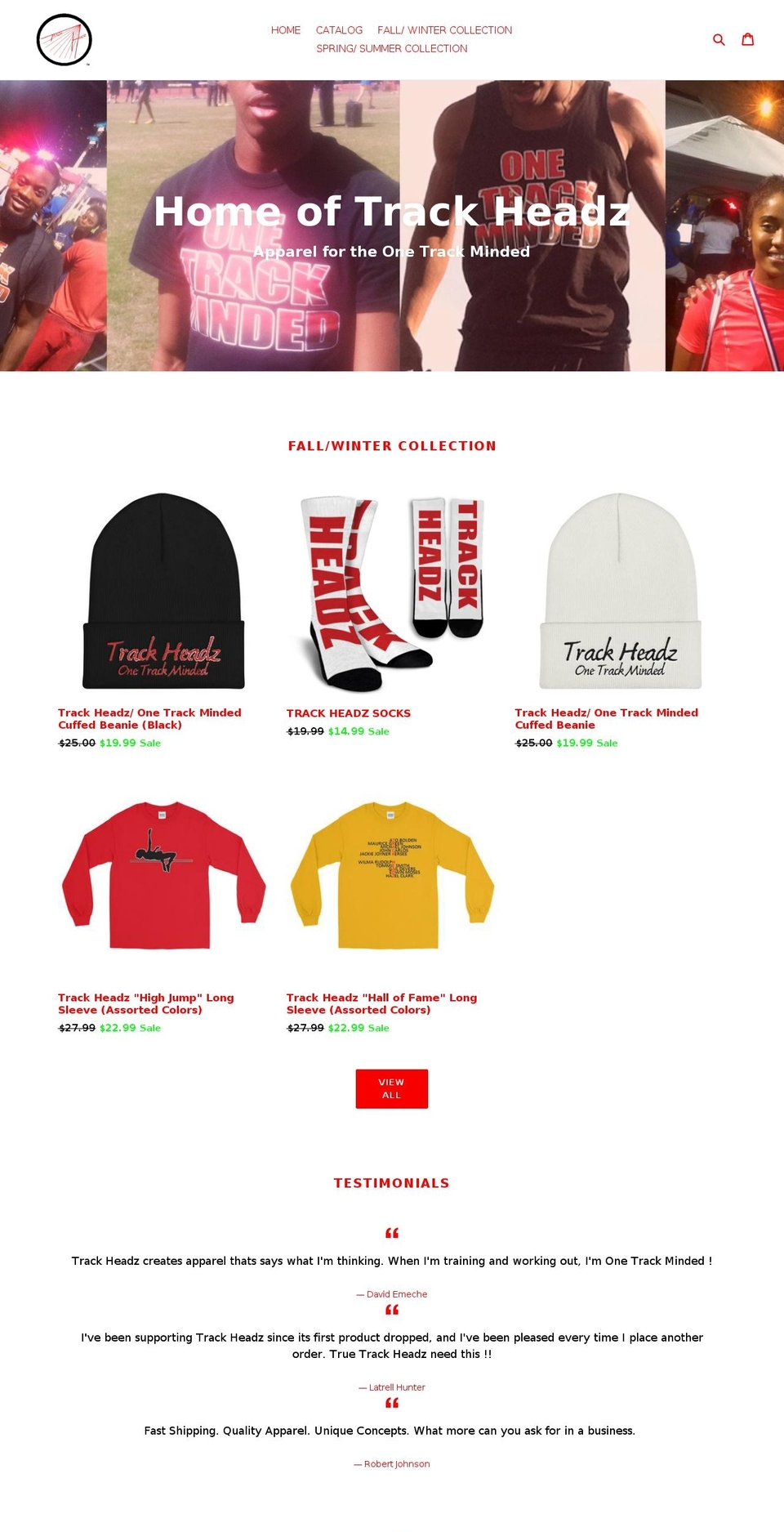 trackheadztrackwear.com — Shopify storefront screenshot