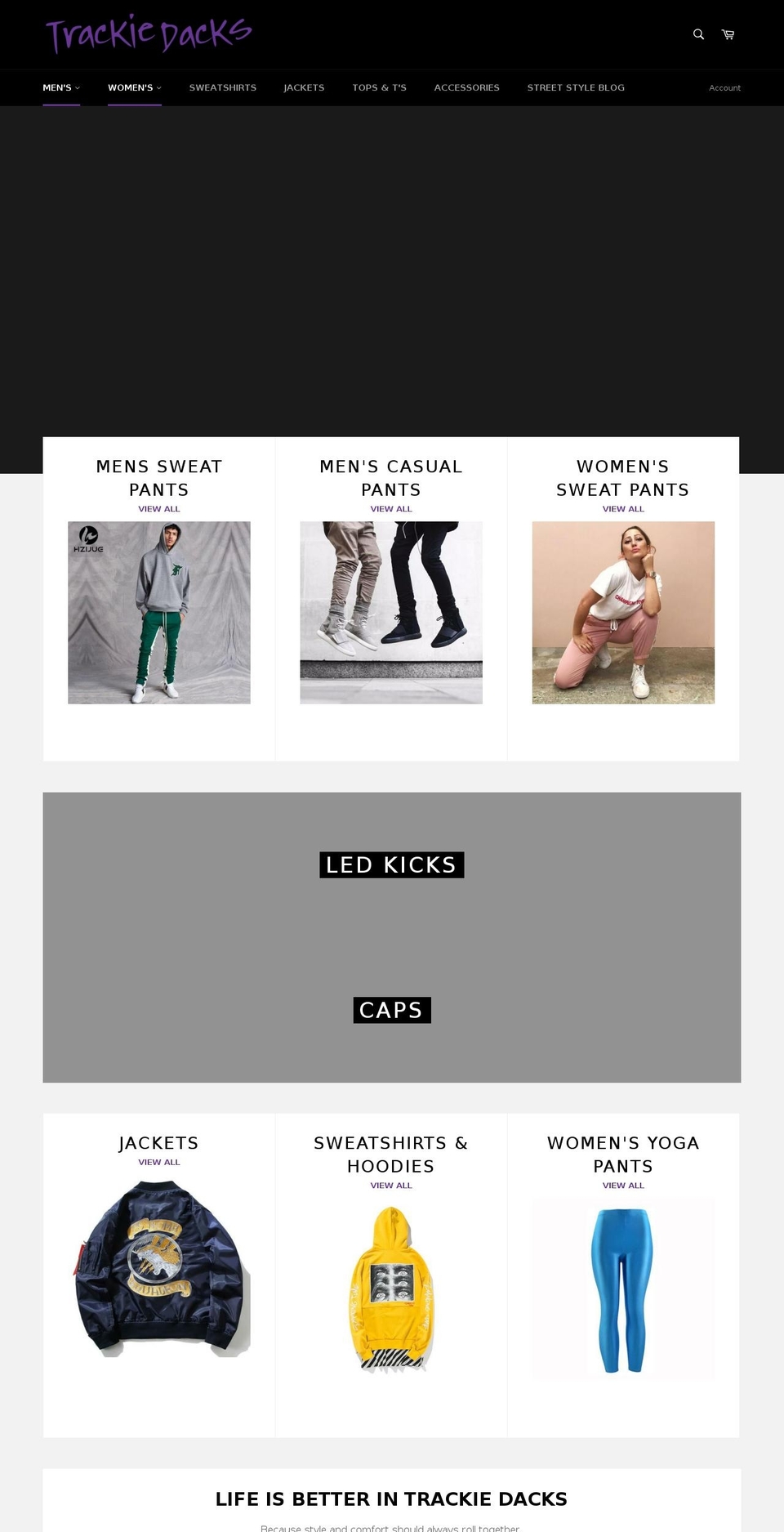 trackiedacks.com shopify website screenshot