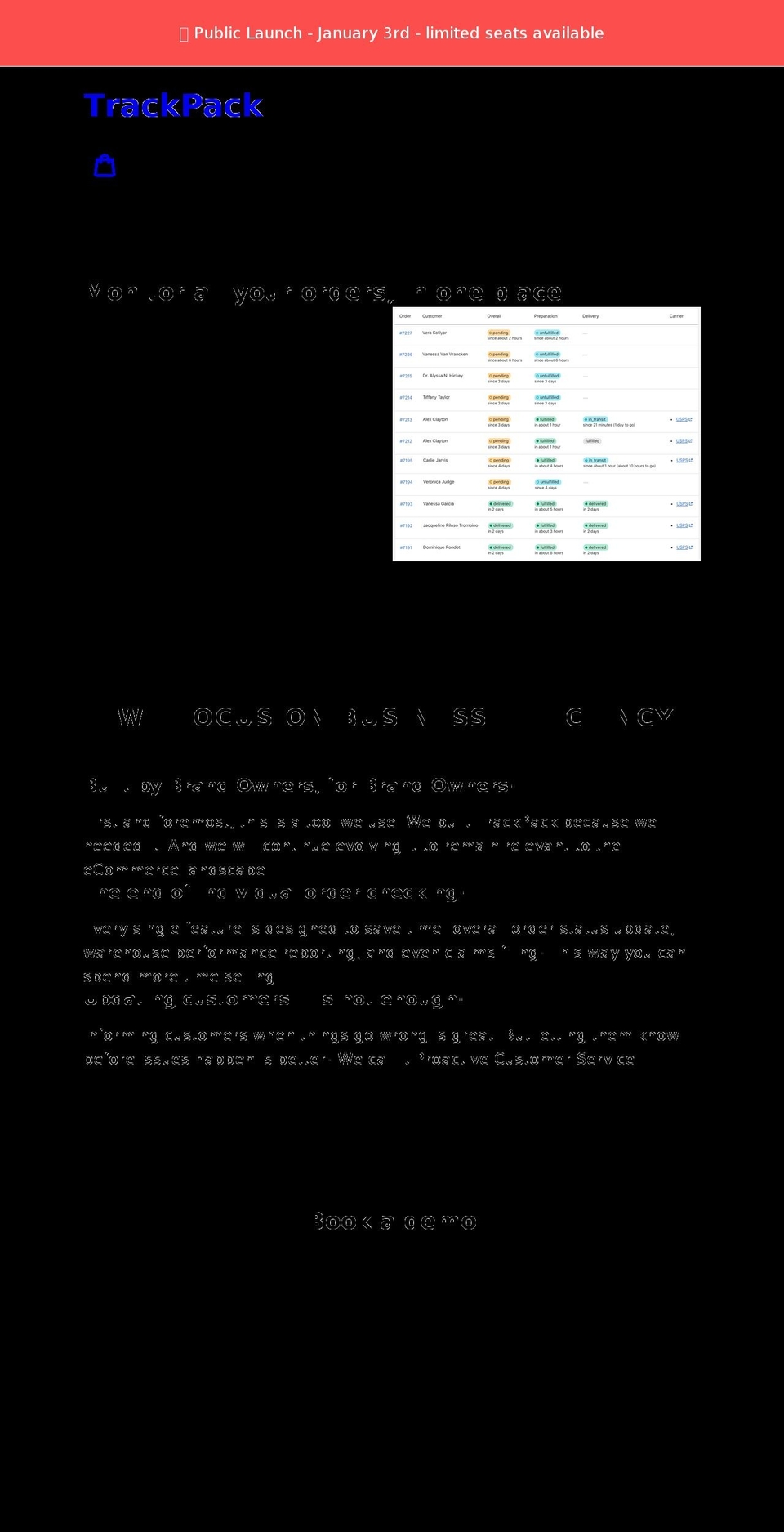 trackpackapp.com shopify website screenshot
