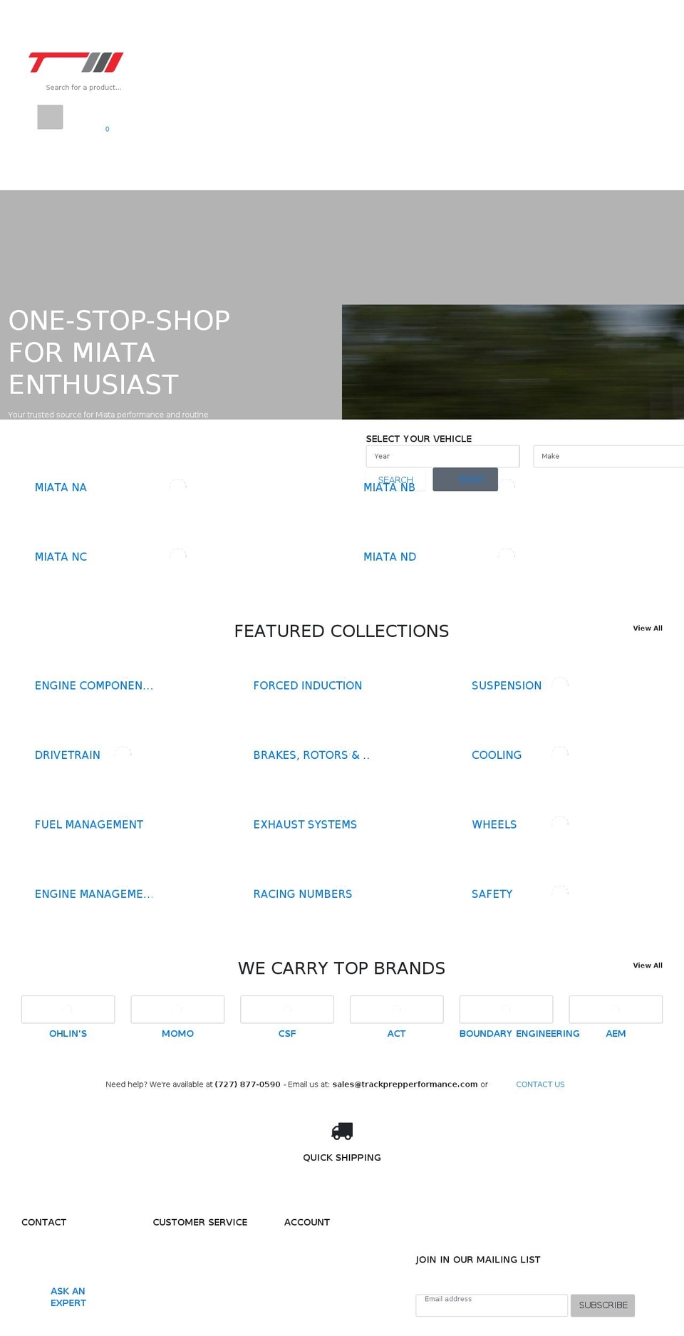 trackprepperformance.com shopify website screenshot