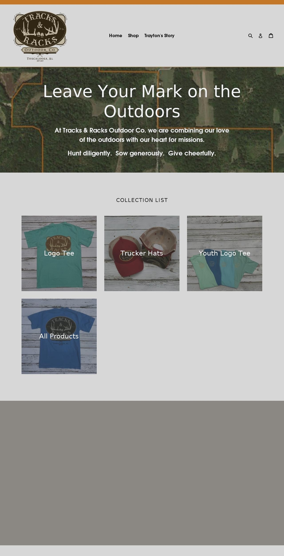 tracksandracksoutdoors.com shopify website screenshot