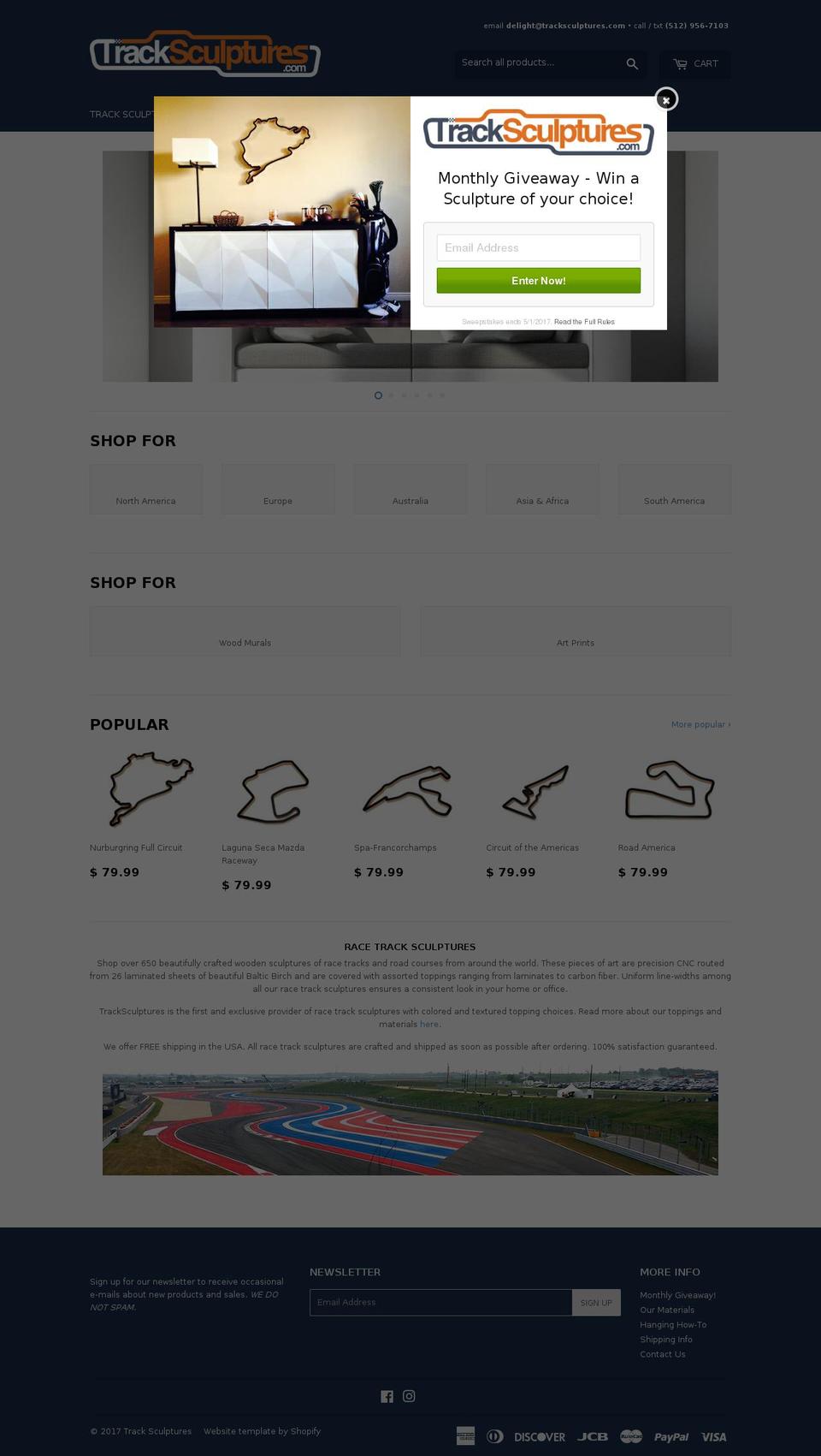 tracksculptures.com shopify website screenshot