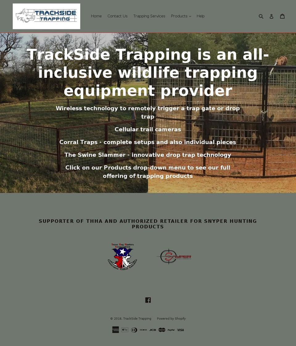 tracksidetrapping.com shopify website screenshot