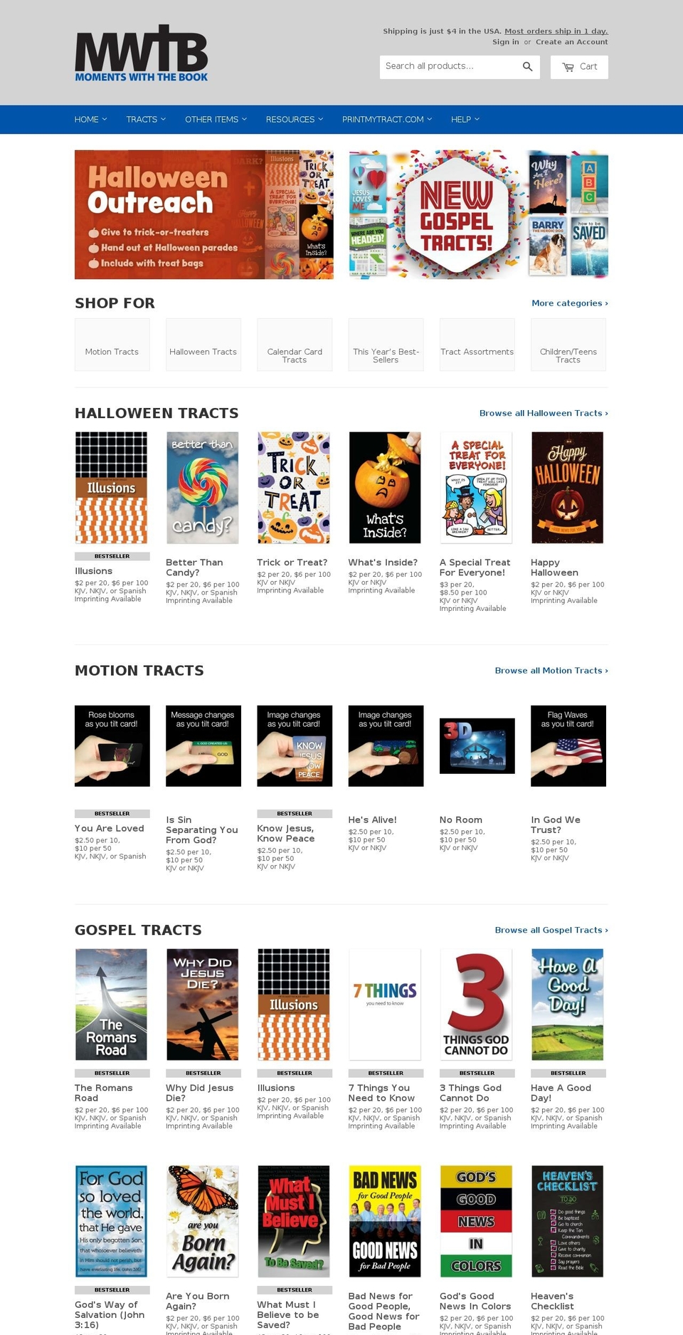 tractprint.com — Shopify storefront screenshot