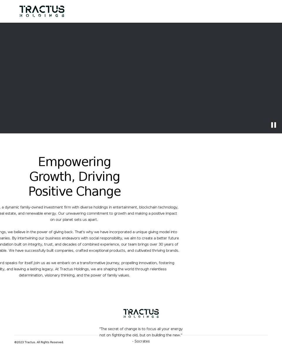 tractusholdings.com shopify website screenshot
