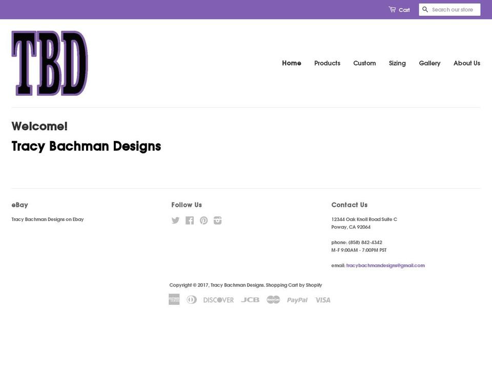 tracybachmandesigns.com shopify website screenshot