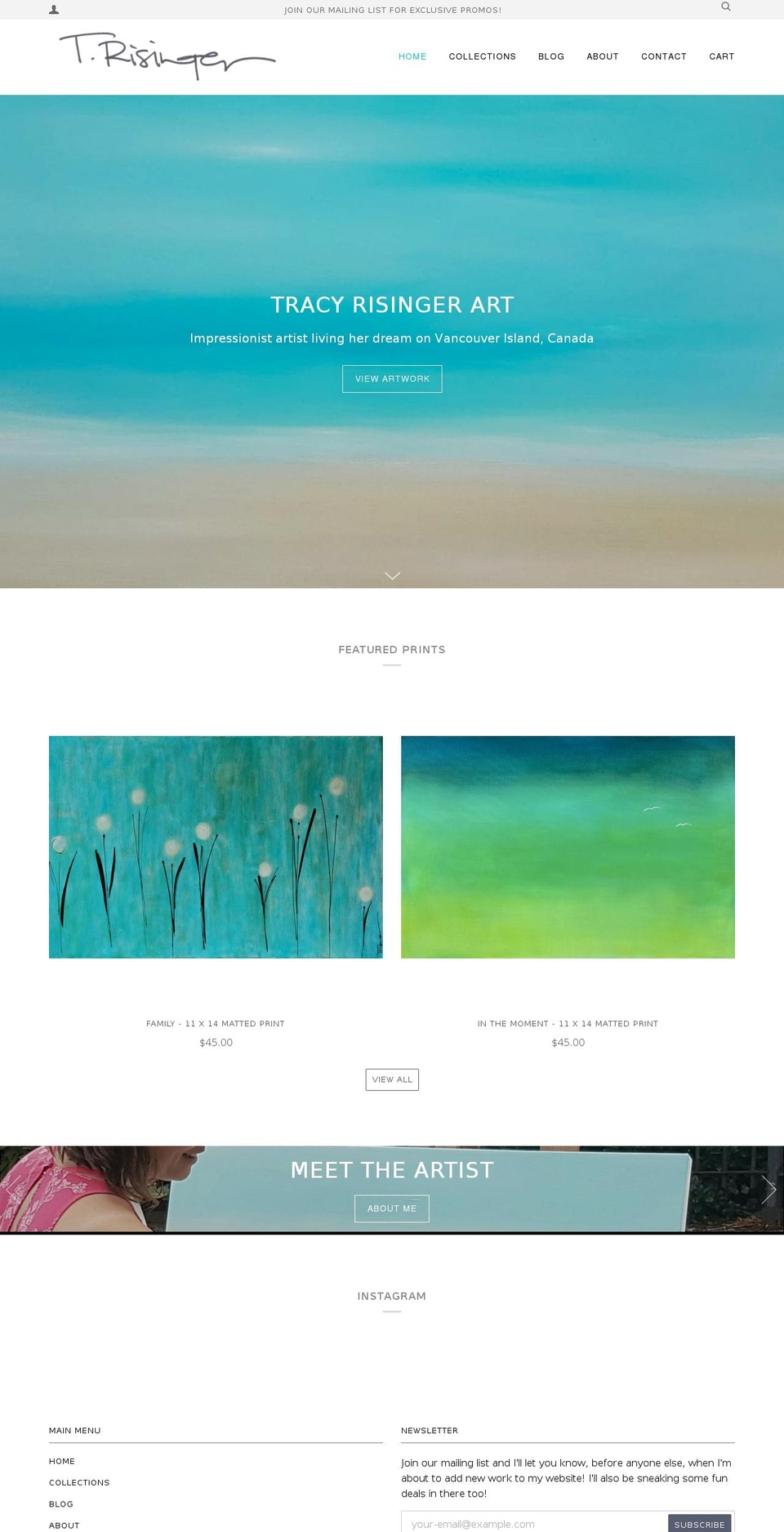 tracyrisinger.com — Shopify storefront screenshot