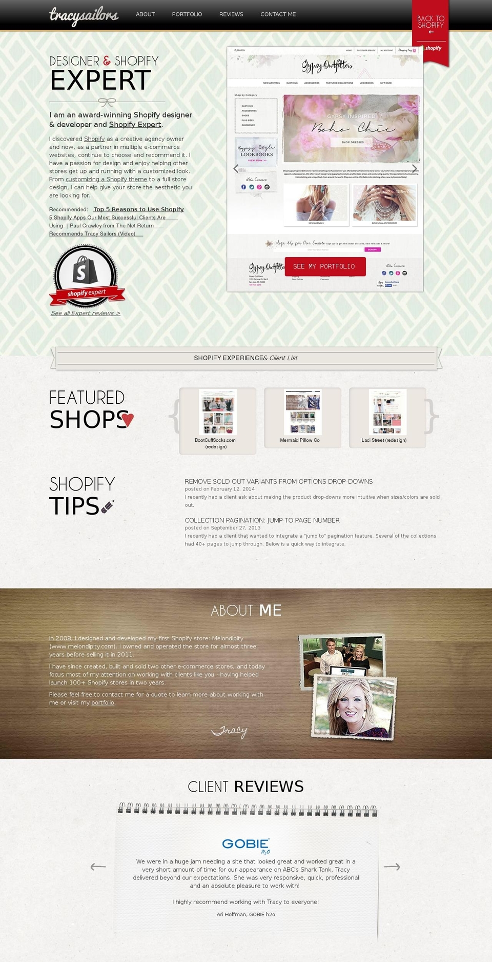 tracysailors.com shopify website screenshot