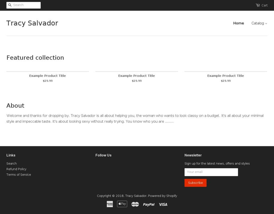tracysalvador.biz shopify website screenshot