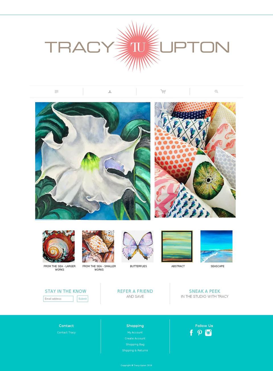 tracyupton.com shopify website screenshot