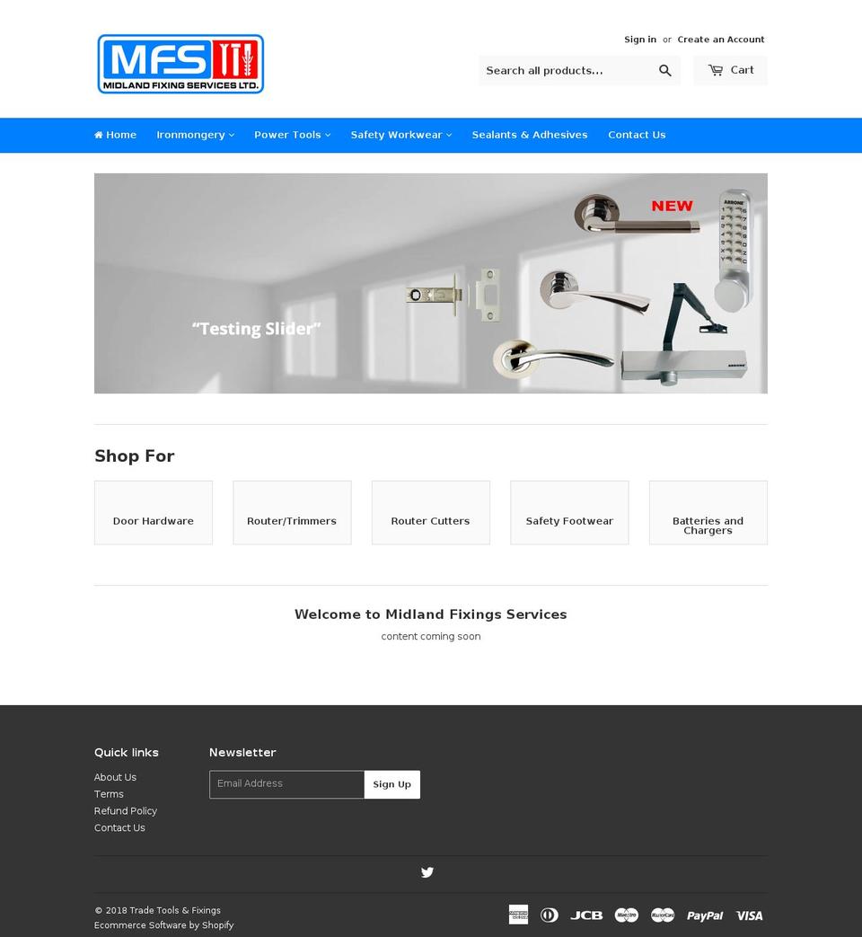 trade-tools-fixings.co.uk shopify website screenshot