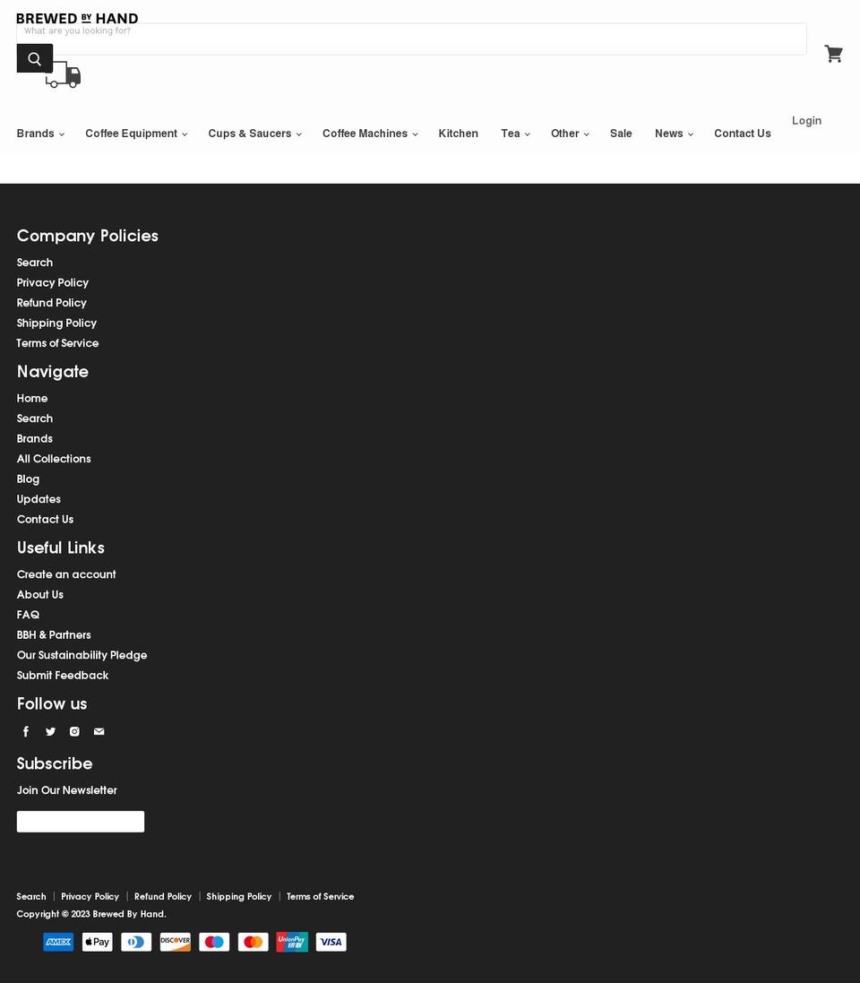 trade.brewedbyhand.com shopify website screenshot