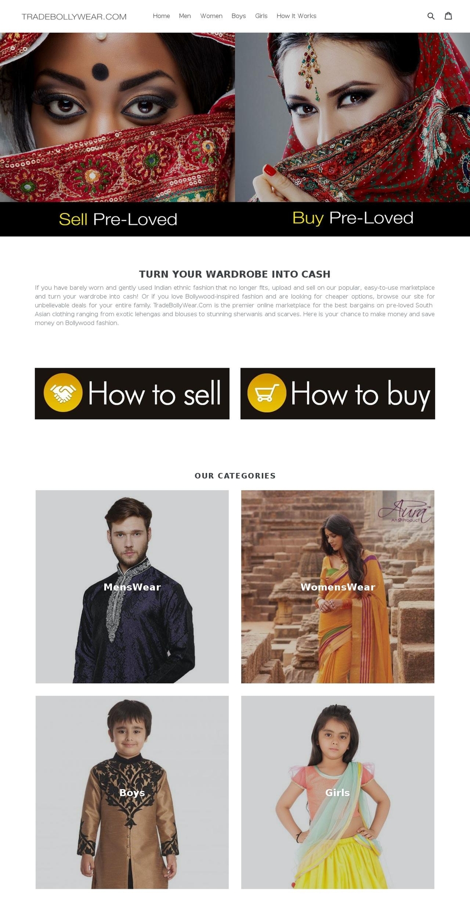 tradebollywear.com — Shopify storefront screenshot