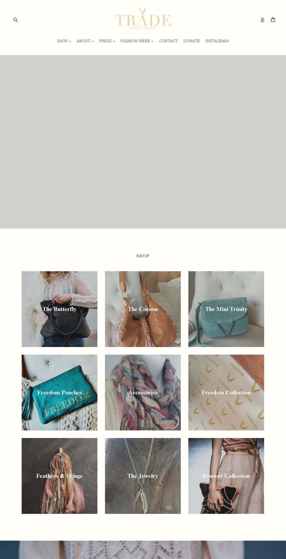 tradebyginalamorte.com shopify website screenshot