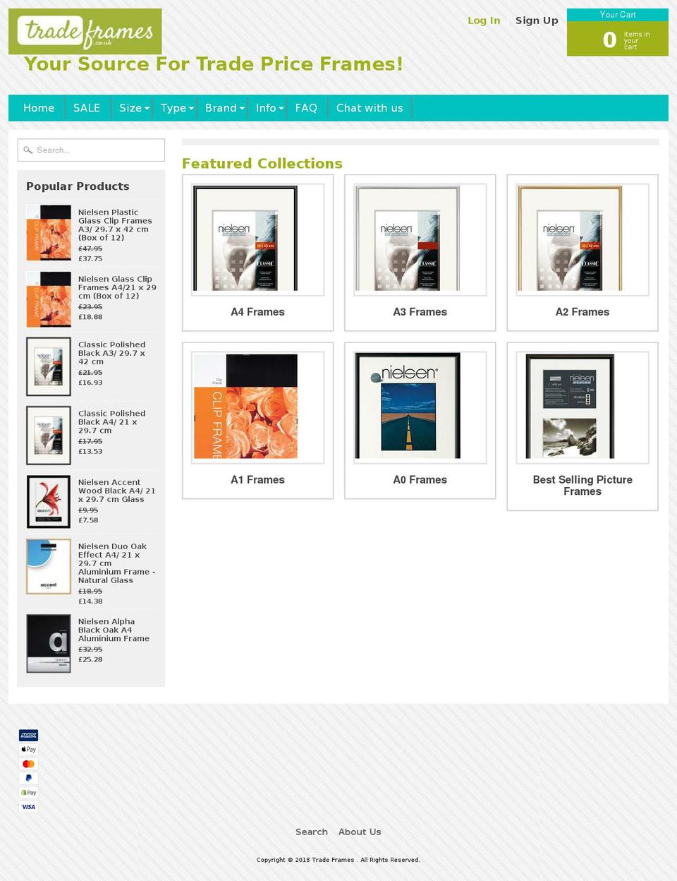 tradeframes.co.uk shopify website screenshot