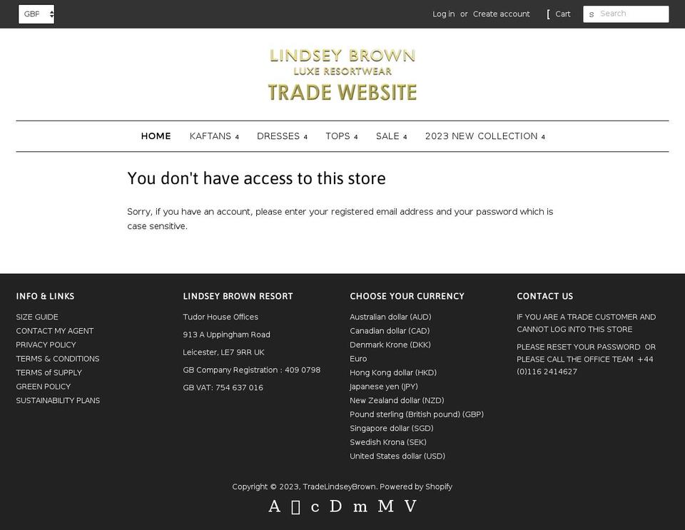 tradelindseybrown.com — Shopify storefront screenshot