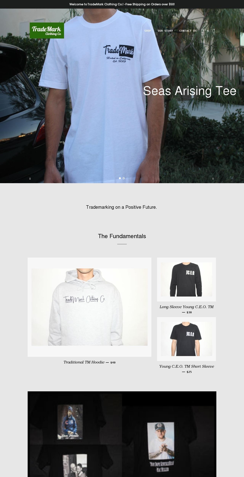 trademarkclothingco.com shopify website screenshot