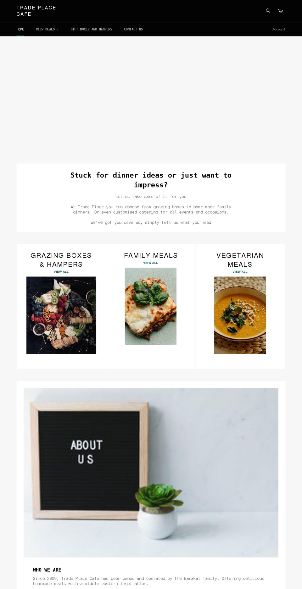 tradeplacecafe.com shopify website screenshot