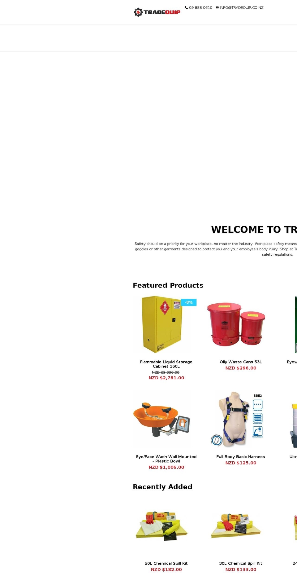 tradequip.co.nz shopify website screenshot