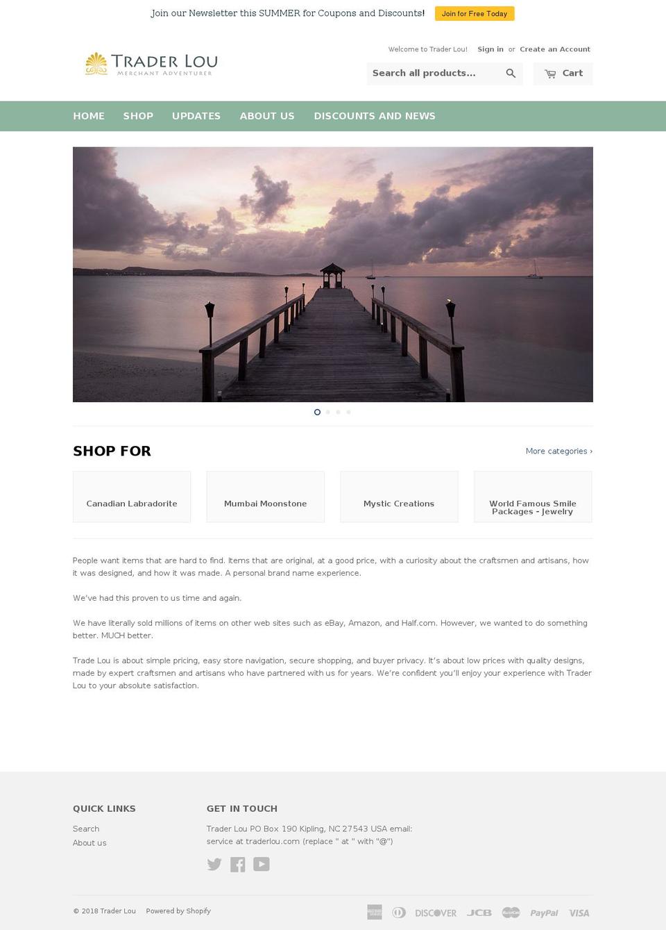traderlou.com shopify website screenshot