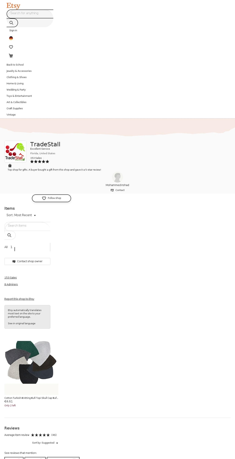 tradestall.com shopify website screenshot