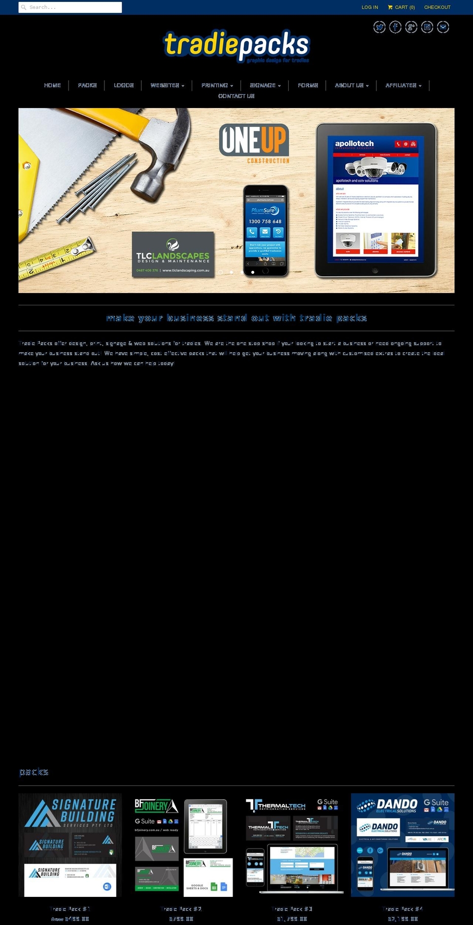 tradiepacks.com shopify website screenshot