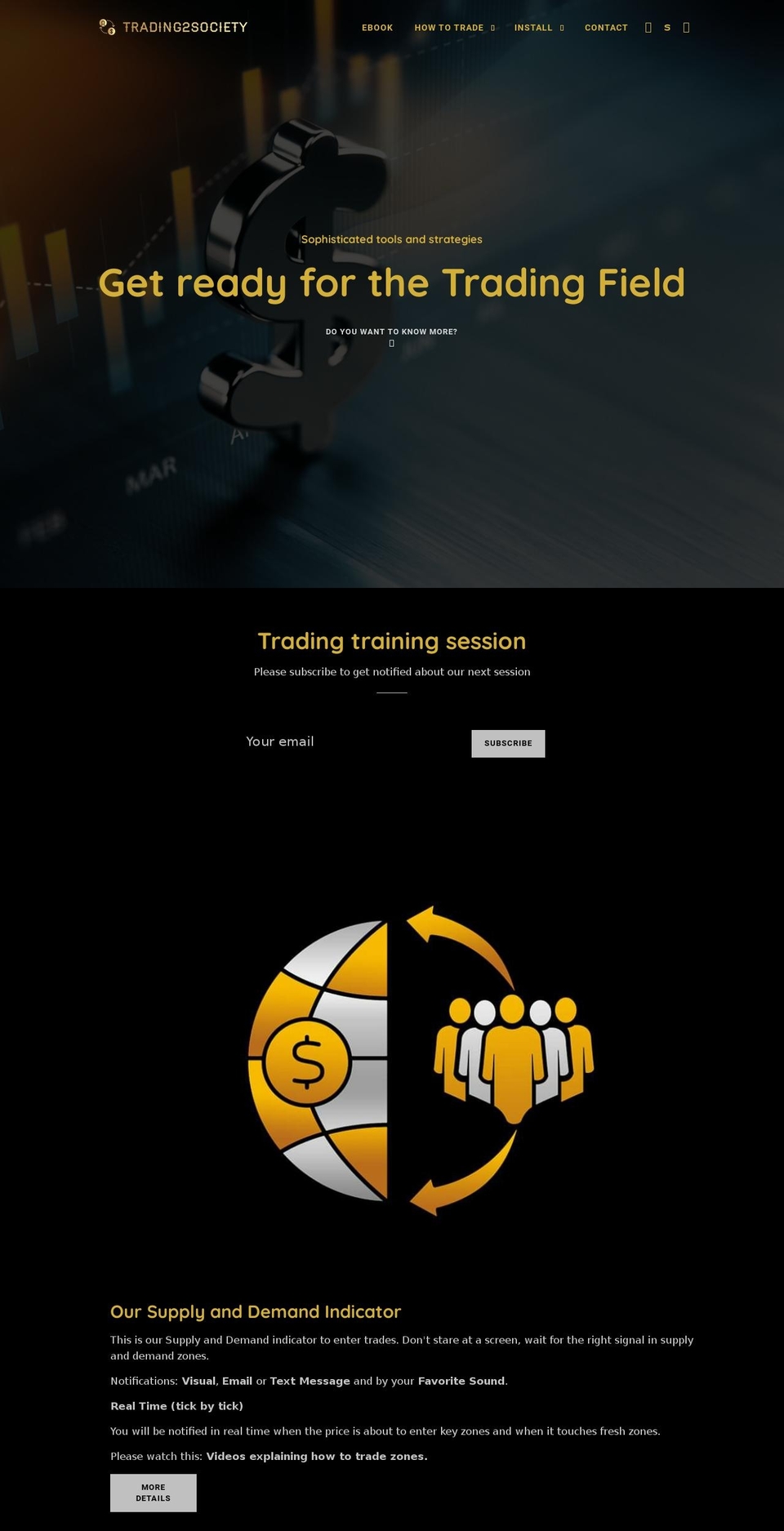 trading2society.com shopify website screenshot
