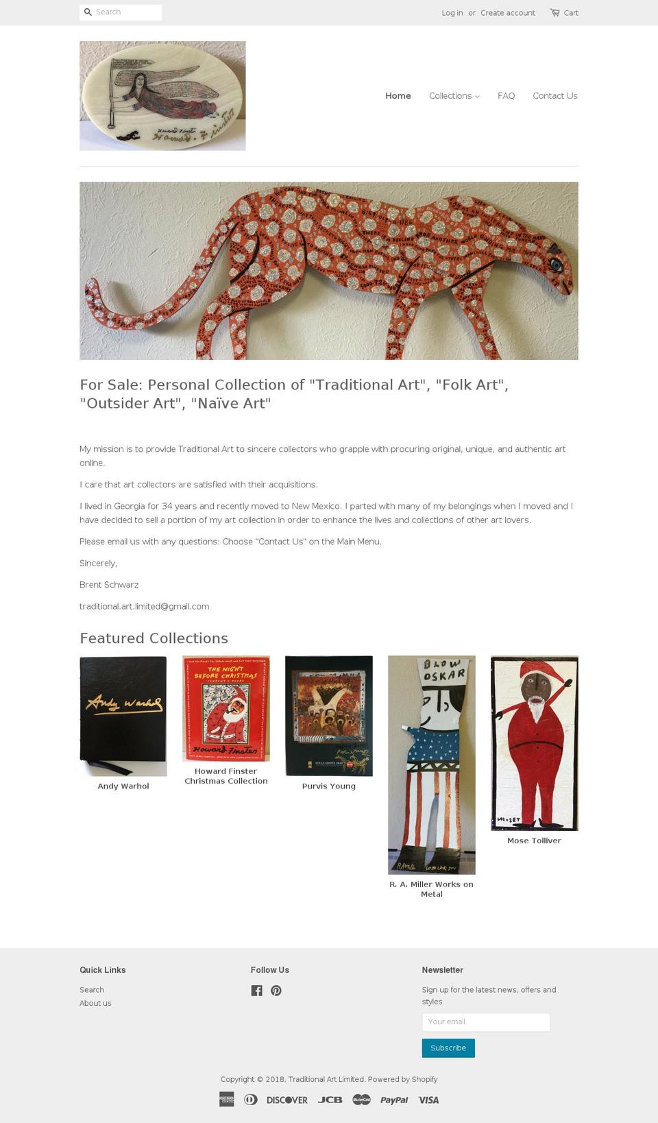 traditionalartlimited.com shopify website screenshot