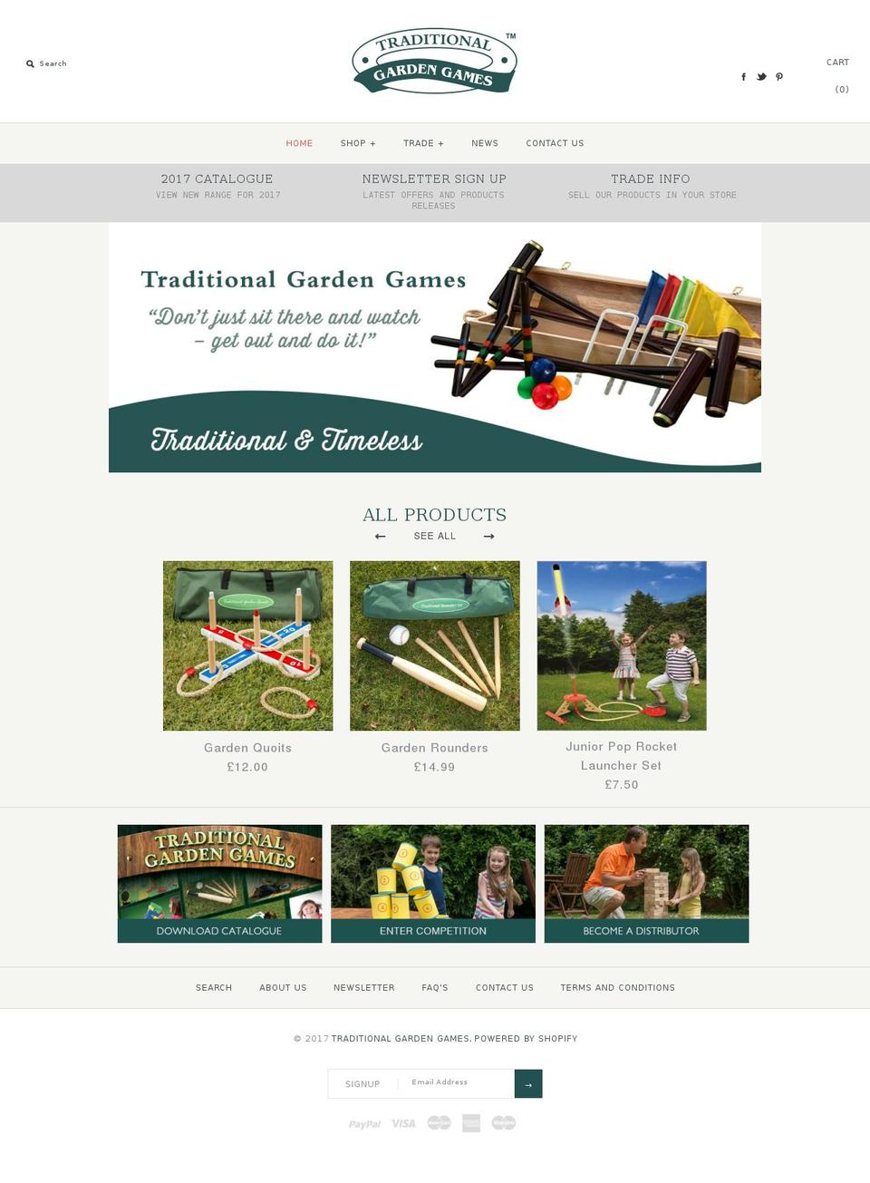 traditionalgardengames.com shopify website screenshot