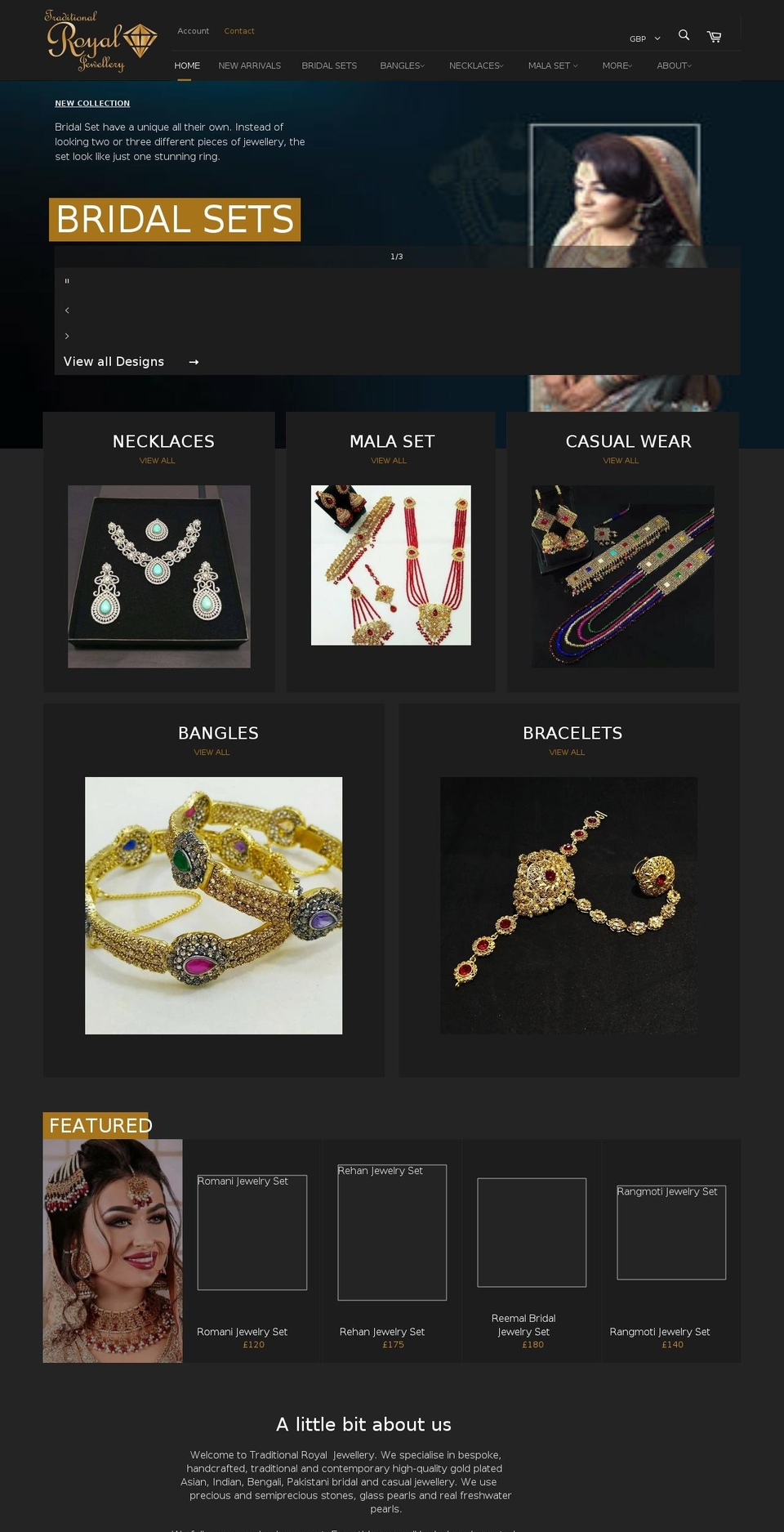 traditionalroyaljewellery.com shopify website screenshot